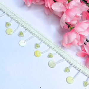 ลูกไม้ปักเลื่อมแบบสั่งทำพิเศษ ผ้าฝ้ายแท้ 100% แต่งขอบตกแต่งสำหรับชุดเจ้าสาว ชุดเลเฮนกา และชุดสไตล์ตะวันตก - Product Image 1