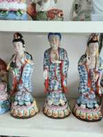 Statue en céramique artisanale des Trois Immortels Fu Lu Shou, ornement traditionnel chinois de Feng Shui, cadeau pour l'inauguration de maison et l'ouverture d'un magasin