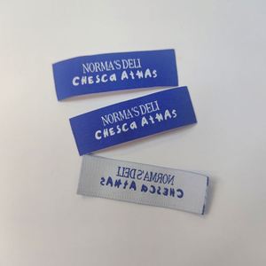 Étiquettes tissées personnalisées en polyester découpées au laser pour accessoires vestimentaires, étiquettes de col colorées, étiquettes principales en damassé, durables et écologiques - Product Image 2