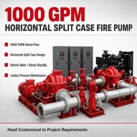 Ensemble de pompe à incendie électrique diesel à corps horizontal de 1000 GPM avec pompe jockey
