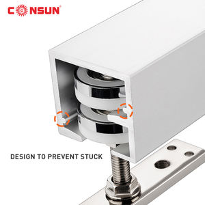 รางเลื่อนประตูแบบแขวน รุ่น Consun 100KG รับน้ำหนักได้มาก ผลิตจากสแตนเลส ล้อคู่ รางบน แบบแขวน สีเงิน - Product Image 6