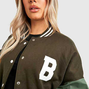 Fabrication 100% haute qualité contraste couleur cuir manches respirant Varsity veste sur mesure femmes Varsity veste - Product Image 4
