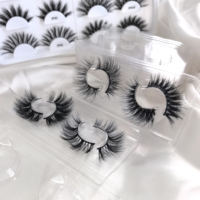 Cils en faux vison faits à la main réutilisables, bande de coton 16-18mm, cils 3D volumineux, logo personnalisé, vente en gros