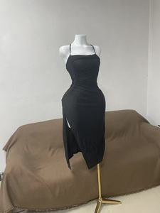 Nuovo <span class=keywords><strong>Abito</strong></span> Lungo Estivo da Donna in Chiffon, Monocolore, con Spalline Doppie, <span class=keywords><strong>Plissettato</strong></span>, Sexy, Scollatura a V, Stile Casual, per Danza - Product Image 5