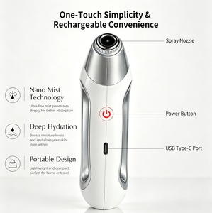 Pulvérisateur facial nano portable, rechargeable par type C, instrument de beauté hydratant, hydratation profonde, utilisation à domicile et en voyage, pour le maquillage - Product Image 5