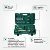 09551 pour Kit de réparation et d'entretien d'ascenseur manuel 33 pièces en acier au chrome-vanadium, 2 ensembles dans un coffret rigide