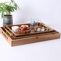 Plateau de Service Rustique en Bambou Personnalisé avec Poignée Amovible, Plateaux Gigognes en Bois pour la Cuisine et le Salon, Idéal pour Servir les Aliments