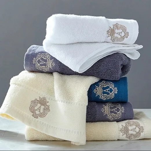 Wholesale Hot-selling High Quality Soft Terry 5 Star Luxury Box Gift Dobby 100% Cotton Bath Towel Sets for Hotel and Home