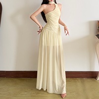 Nouvelle robe d'été pour femmes, mode tendance, plissée 3D, taille cintrée, asymétrique, semi-transparente