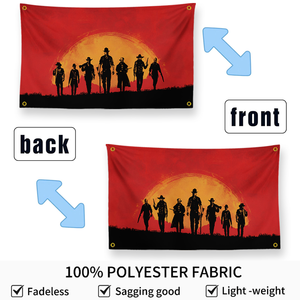 Tapisserie Red Dead Redemption 2 avec silhouette du gang <span class=keywords><strong>Van</strong></span> Der Linde, décoration murale pour fans de jeux, bannière avec silhouette du gang RDR2 - Product Image 2