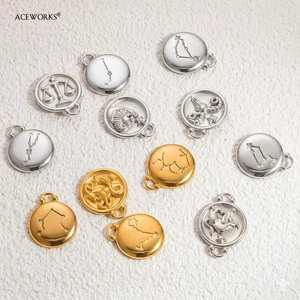 Amuletos del Zodiaco de Doble Cara |   Colgante de Acero Inoxidable Chapado en Oro PVD de 18K con Signo del Zodiaco |   Resistente al agua, hipoalergénico y sin deslustre - Product Image 2