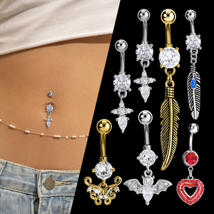 Anillo de vientre de mujer sexy de lujo Anillo de vientre de acero inoxidable Bellr Anillos de ombligo - Product Image 5