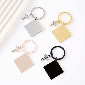 จี้รูปหัวใจเมล็ดมัสตาร์ด สลักเลเซอร์ พิมพ์โลโก้ วัสดุเปล่า DIY รูปทรงสี่เหลี่ยม โลหะสแตนเลส พวงกุญแจ - Product Image 5