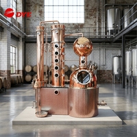 Alambic à spiritueux en cuivre de 300 L avec commande PLC pour la distillation du whisky et du brandy, peut être équipé d'un système de nettoyage CIP.