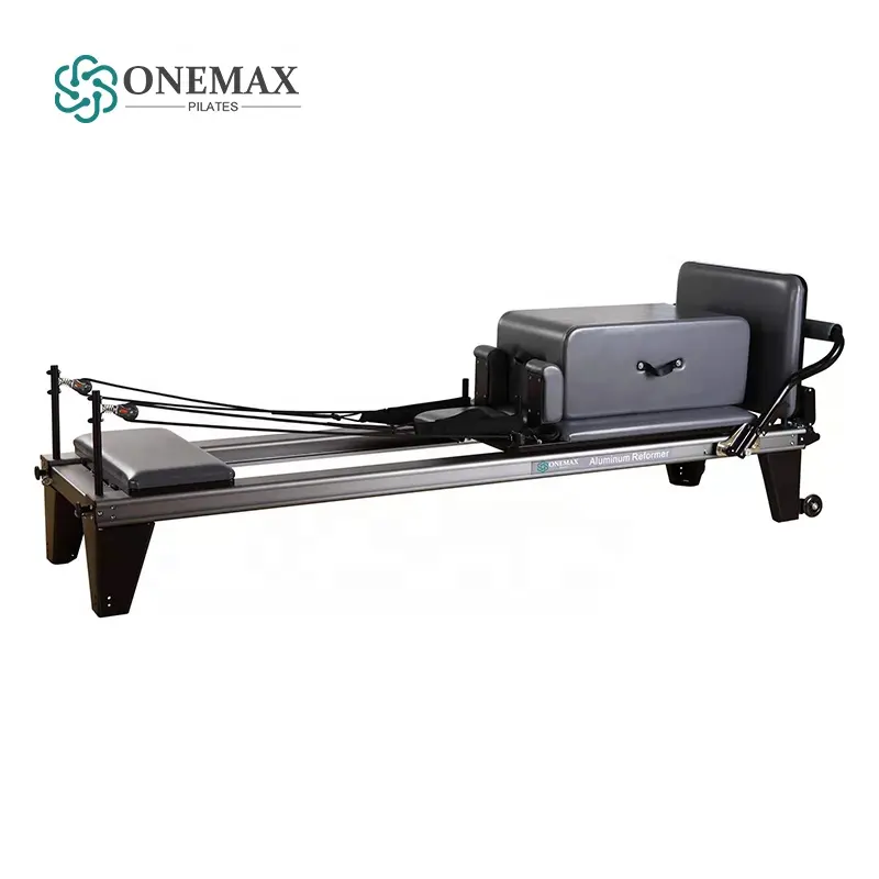 ONEMAX Reformer Pilates Gym Yoga Machine Foldable Equipment Silver Gray Aluminium 2 Reformers Pilates