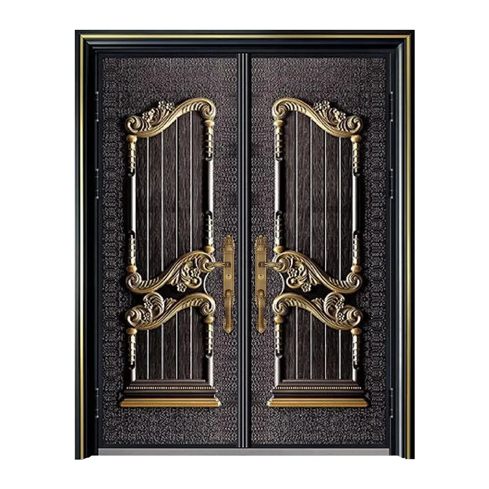 Sovereign Entry Sturdy Cast Iron Front Door with Refined French Decor and Advanced Security Integration