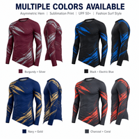 Rashguard asymétrique personnalisé pour homme, manches longues, UPF 50+, devant court, dos long, mode surf, OEM