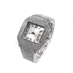 Reloj Cuadrado de Moda en Oferta, Color Rosa y Azul, Estilo Hip Hop, Reloj de Cuarzo con Diamantes para Hombre, Reloj Cuadrado Iced Out para Rapper - Product Image 5