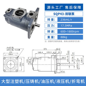 Pompe à double palette Sonxing SQP42 236 ml R 17,5 MPa pour machine de moulage par injection, presse hydraulique, plieuse - Product Image 5