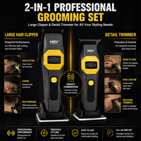 MRY Set Profesional de Cortapelos Inalámbrico para Barbero, Recortadora con Motor sin Escobillas, Cuchilla de Cerámica DLC, Aleación de Zinc, Máquina de Corte de Pelo para Aseo Personal