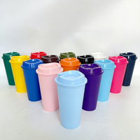 Gobelet réutilisable en plastique PP de 475 ml avec couvercle, logo personnalisé, gobelet de voyage à paroi simple, sans BPA, gobelet portable pour l'extérieur