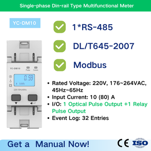มิเตอร์วัดไฟฟ้าดิจิตอลแบบเฟสเดียว YUCHENG YC-DM10 RS485 พร้อมจอ LCD แสดงผลมัลติมิเตอร์ วัดแรงดัน กระแสไฟฟ้า ความแม่นยำระดับ 0.2 รองรับกระแสสูงสุด 80A - Product Image 2