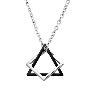 Collier en acier titane avec combinaison triangle et carré, pendentifs hip-hop pour couple homme et femme, bijoux - Product Image 1