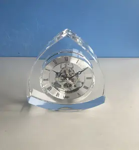 Idée de cadeau personnalisé avec horloge en cristal, gravé, mouvement par engrenage, cadeau,