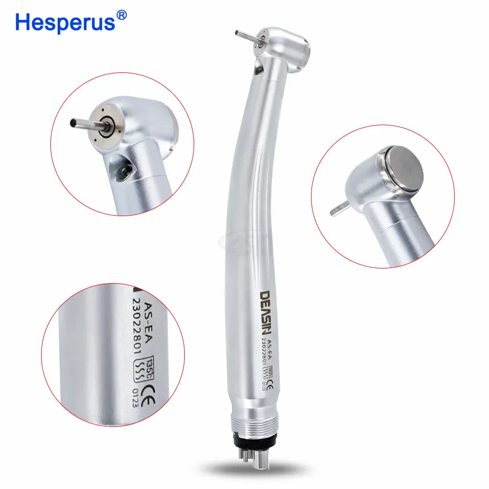 HESPERUS Dental LED e-generador botón pulsador pieza de mano de alta velocidad turbina de aire Triple rociador de agua pieza de mano 4 agujeros 2 agujeros