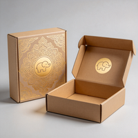 Boîte cadeau de luxe avec estampage à chaud Mandala Éléphant, expédition rapide en 72h, emballage en carton anti-écrasement