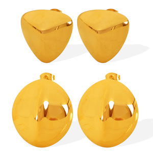 Boucles d'oreilles géométriques en alliage de zinc, surface miroir ovale, bijoux de mode unisexe EH479 EH480 - Product Image 5