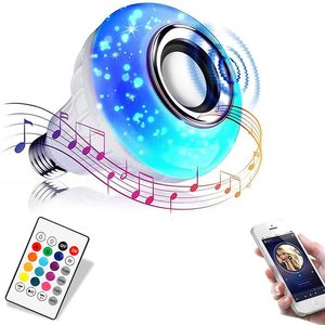 หลอดไฟอัจฉริยะ RGB LED E27 เปลี่ยนสีได้ ควบคุมด้วยรีโมท พร้อมไฟดนตรี รุ่น A19 ตัวหลอดพลาสติก ใช้ไฟ AC แสงสีขาวกลางวัน 5000K อายุการใช้งาน 25000 ชั่วโมง - Product Image 2