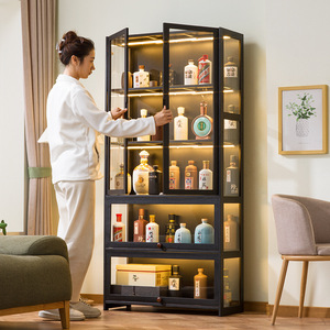 Vitrina para vinos, mueble de almacenamiento y exhibición para sala de estar, diseño moderno minimalista con puertas de vidrio y múltiples estantes - Product Image 2