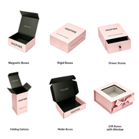 Caja de Papel Kraft con Impresión de Arte Personalizada, Caja de Cartón Corrugado con Revestimiento Interior Negro, Caja de Embalaje Reciclable para Productos de Café