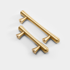 Poignées de meubles de <span class=keywords><strong>cuisine</strong></span> et tiroirs modernes en laiton doré massif de haute qualité, modèle CHIEN 6656, type T-Bar - Product Image 3
