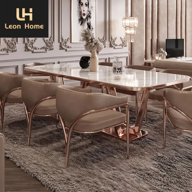 Design Moderno Mesa De Jantar Conjunto De Mesa De Jantar De Preço De Fábrica Top De Mármore Conjunto De Mesa De Jantar De Luxo Italiano Móveis De Sala De Jantar