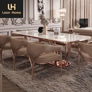 Desain Modern meja makan harga pabrik Set meja makan atas marmer Italia mewah Set meja makan furnitur ruang makan