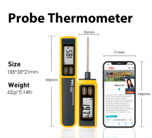 Thermomètre numérique à sonde VA6502-<span class=keywords><strong>A</strong></span> pour la cuisine, lecture instantanée de la température interne des aliments, cuisson de la viande, grillades, fumée, friture, bonbons, <span class=keywords><strong>pain</strong></span>, OEM - Product Image 3