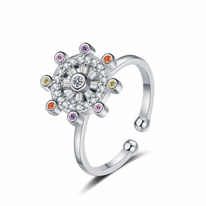 RFJEWEL 2026 Nouvelle Bague Tournante Ajustable en Laiton Pur, Bague Ouverte, Bijou Tendance pour Femme, Plaqué Argent/Or avec Zircon Cubique - Product Image 4