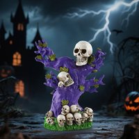 Figurine en résine de fantôme violet d'Halloween en gros, statue de squelette, ornement de bureau, décoration de table pour fête à domicile, cadeau de vacances