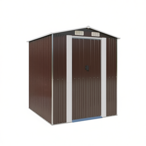 Caseta de Jardín de Acero Galvanizado Marrón Oscuro 75.6x75.2x87.8 para Almacenamiento en Exteriores - Product Image 1