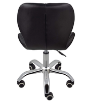 Chaise de bureau moderne en similicuir PU noir et rose avec pieds et roulettes chromés, tabouret de bar pivotant pour hôtel et salle à manger