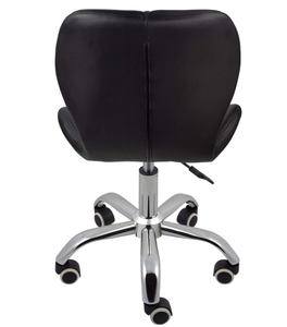 Black PU <b>Leather</b> Home Office Chair with Chrome Legs with Wheels and Lift Restaurant Swivel <b>Bar</b> <b>Stool</b> - Product Image 3