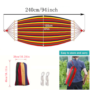 <span class=keywords><strong>Hamac</strong></span> balançoire d'extérieur, option simple/<span class=keywords><strong>double</strong></span>, <span class=keywords><strong>toile</strong></span> rayée avec sac de rangement portable - Product Image 6