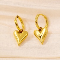 Pendientes de Moda de Acero Inoxidable Hipoalergénicos, Resistentes al Agua, con Baño de Oro de 18K, Diseño de Corazón, Venta al Por Mayor