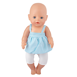 Estilo americano menina boneca roupas 18 polegadas Outfit Polka Dot Top calças brancas conjunto - Product Image 5