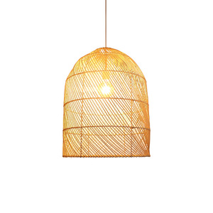 Lustre rond en rotin de style chinois, éclairage LED E27 pour salle de thé, restaurant, hôtel, salle à manger - Product Image 5