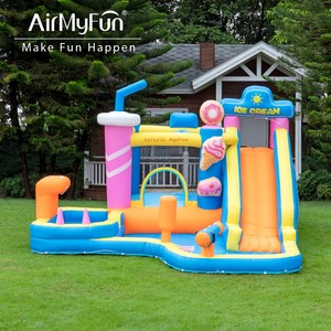Château gonflable pour enfants, style crème glacée, en tissu Oxford, avec toboggan aquatique gonflable pour usage domestique - Product Image 1
