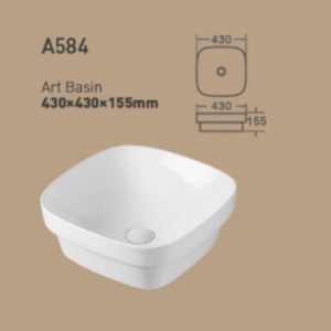Vasque de comptoir en céramique blanche CR A582D 425x425x155mm, lavabo artistique à trou unique - Product Image 3