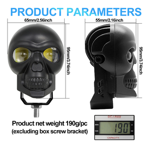 Cecor โคมไฟลำแสงคู่ไฟ LED สำหรับรถยนต์<span class=keywords><strong>สี</strong></span>ดำ<span class=keywords><strong>สี</strong></span><span class=keywords><strong>เงิน</strong></span><span class=keywords><strong>สี</strong></span>ขาวสีเหลืองหัวกะโหลกอุปกรณ์เสริมรถจักรยานยนต์ - Product Image 5